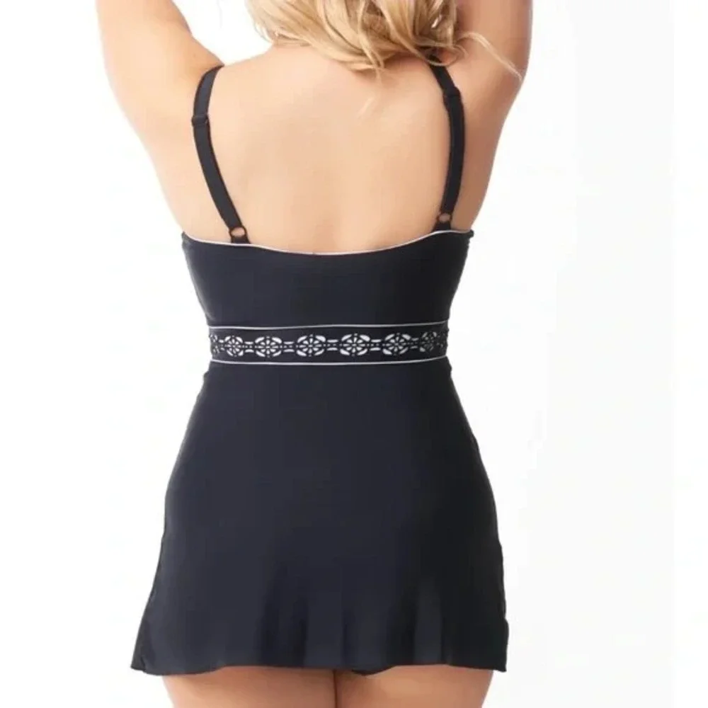 SEA‎ & SAND BEACHWEAR Women 16 Slimming Empire Swimdress One-Piece Swimsuit New